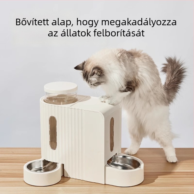 Macska- és kutya automata víz- és etetőadagoló, mindent egy készülékben – etetésre és ivásra, műanyag, mpets, 2 darabos csomag