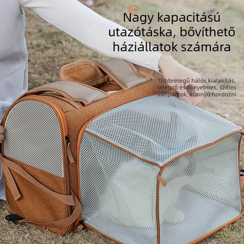 Kinyitható macska szállító hátizsák – légáteresztő, hordozható, autóhoz, 6 kg kapacitás