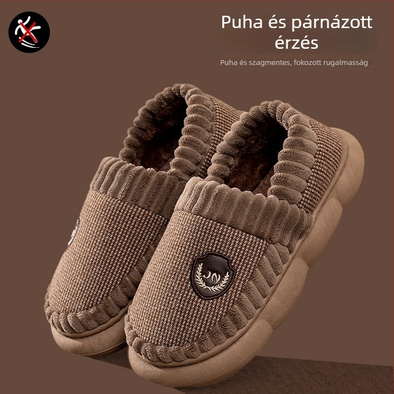Férfi téli pamut papucs, EXTRA NAGY MÉRET, 2024-es modell, beltéri használatra, csúszásmentes talp, meleg, fleece béléses, vastag talp