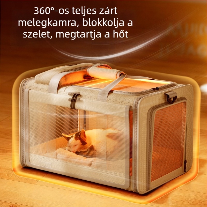 Macska és kis kutya szállító táska — lélegző, összecsukható autóhoz, Oxford anyag, kapacitás 30000, 3-5 kg közötti testsúlyhoz