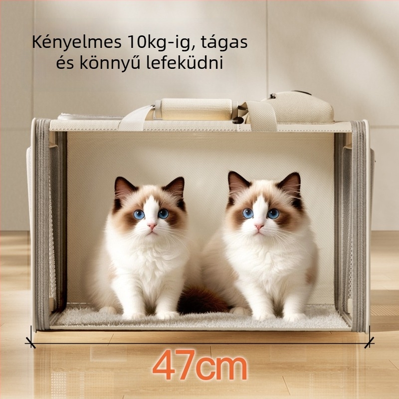 Macska és kis kutya szállító táska — lélegző, összecsukható autóhoz, Oxford anyag, kapacitás 30000, 3-5 kg közötti testsúlyhoz