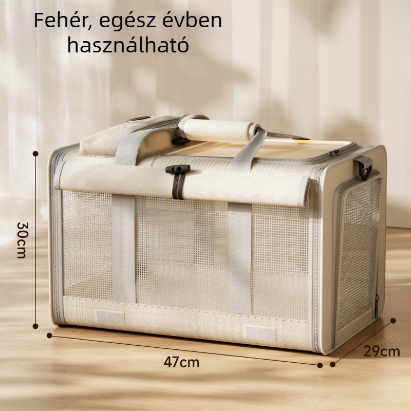 Macska és kis kutya szállító táska — lélegző, összecsukható autóhoz, Oxford anyag, kapacitás 30000, 3-5 kg közötti testsúlyhoz