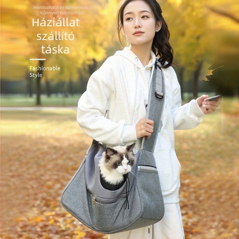 Macska táska crossbody kivitelben, Oxford anyag, Moorpet márka, mintázat Solid (Anyag: Oxford vászon; Márka: Moorpet; Mintázat: Solid; Keménység: közepes–lágy)