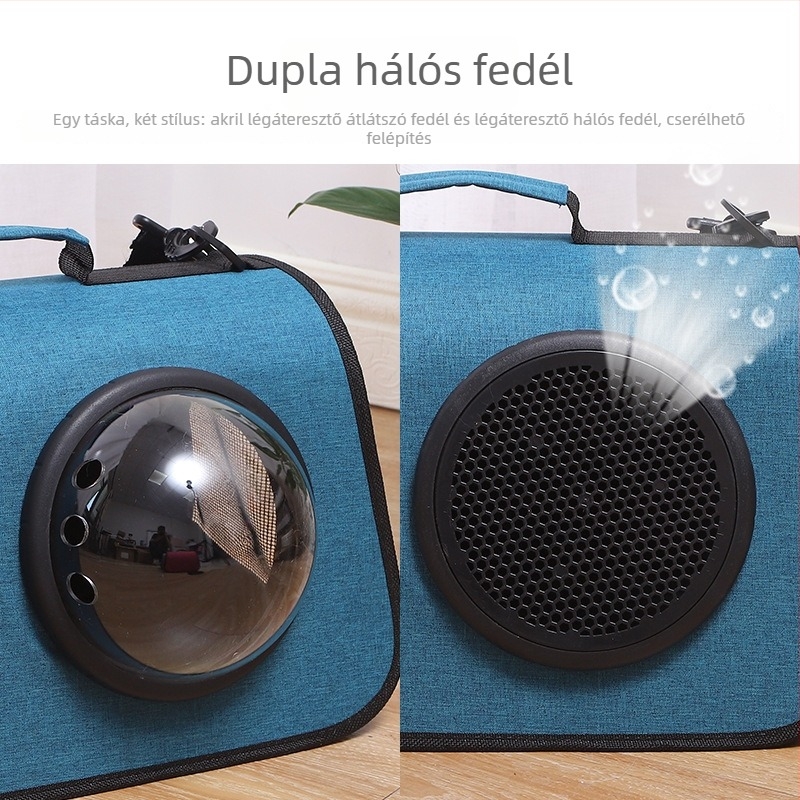 Átlátszó macska hordozó táska, hordozható kisállat hátizsák lélegző len burkolattal
