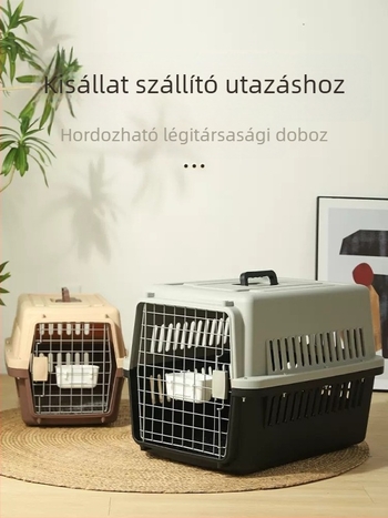 Hordozható macska szállító ketrec utazáshoz, méretek 48x32x30 cm, PP+ABS konstrukció