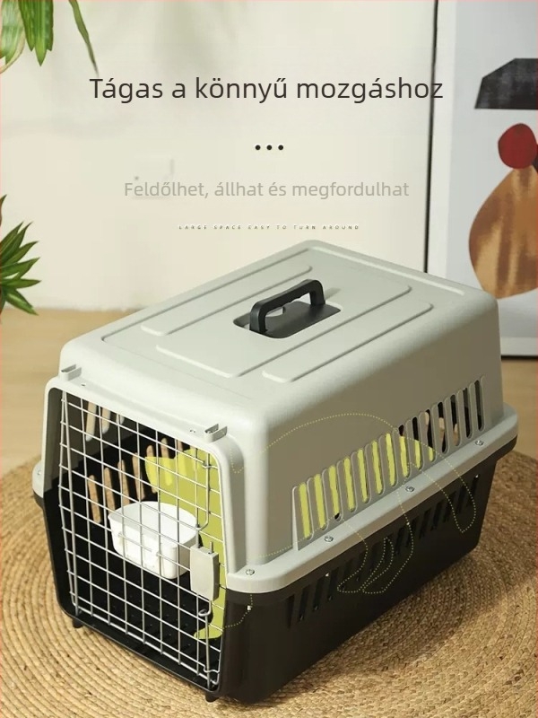 Hordozható macska szállító ketrec utazáshoz, méretek 48x32x30 cm, PP+ABS konstrukció
