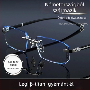 Rám nélküli olvasó szemüveg, ultra-könnyű, PC lencsék kékfény elleni, négyszögletes forma, 2024 tavasz megjelenés