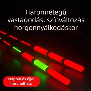Vertikális sodrású horgászúszó – színváltó, fényes, elektronikus a nappali és éjszakai használathoz; kompozit anyag; márka Powerful merchant.