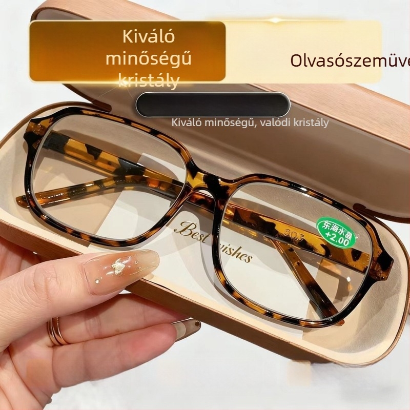 Kristályüveg napszemüveg, nagy keret, retro stílusú olvasószemüveg időseknek, UV védelem