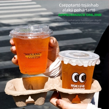 Egyszer használatos PET kávés pohár fedővel, átlátszó műanyag, kapacitás 301–400 ml, kerek forma