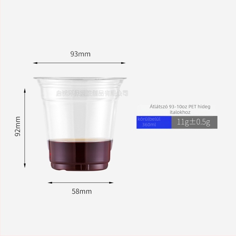 Egyszer használatos PET kávés pohár fedővel, átlátszó műanyag, kapacitás 301–400 ml, kerek forma