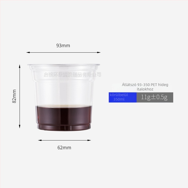 Egyszer használatos PET kávés pohár fedővel, átlátszó műanyag, kapacitás 301–400 ml, kerek forma