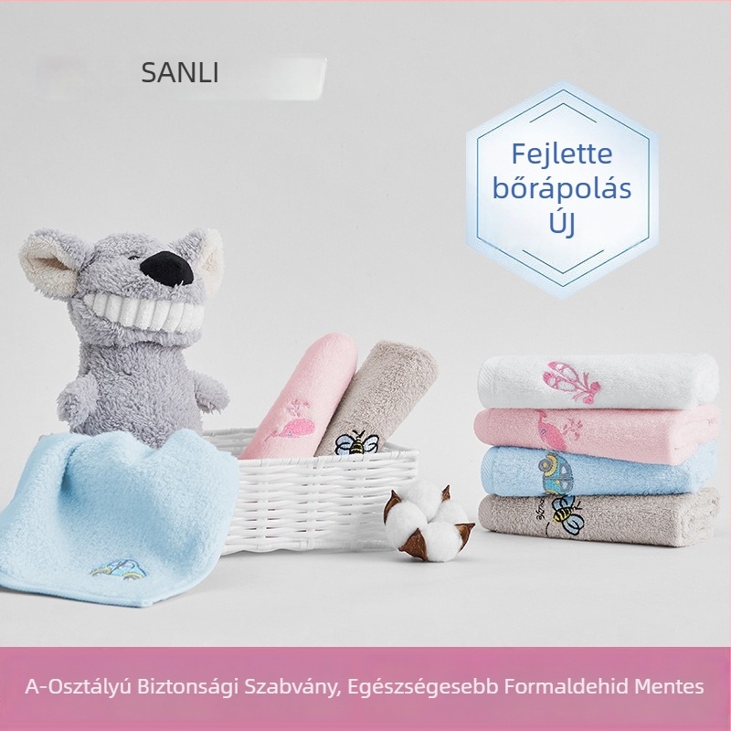 Sanli gyerekeknek szánt négyzet alakú arc törölköző, 100% pamut, 32s fonal, varrott él, 50 g alatt, testreszabható