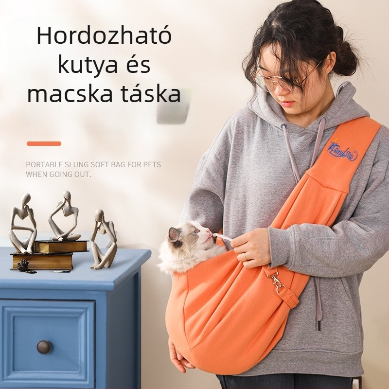 Poliészterből készült kimenő táska házi kedvencek számára, összecsukható, vállon átvetős, légáteresztő, nagy kapacitású