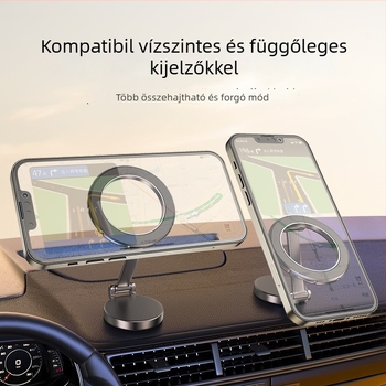 Autóba szerelhető mágneses telefontartó – ötvözetes műszerfalra, 360° forgás