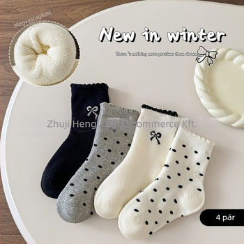 Gyerek zokni, combed cotton 88%, vastag téli, betűs minta, 3–8 éveseknek