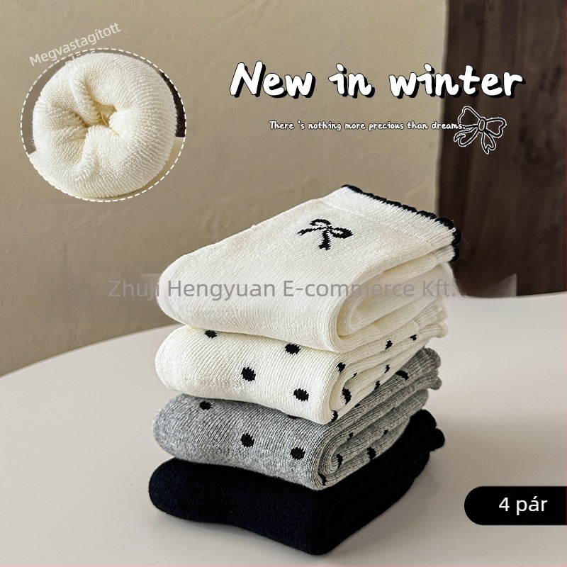 Gyerek zokni, combed cotton 88%, vastag téli, betűs minta, 3–8 éveseknek