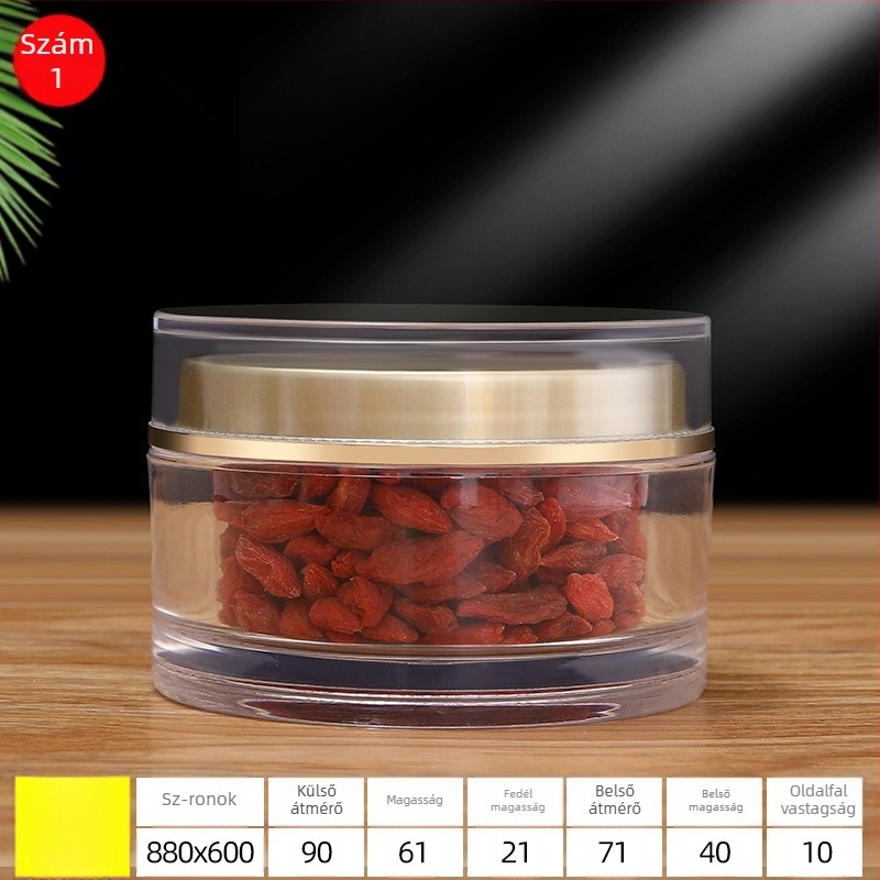 Zárható PS műanyag üveg kupakkal, offset nyomtatású logó, testre szabható egészségügyi csomagoláshoz