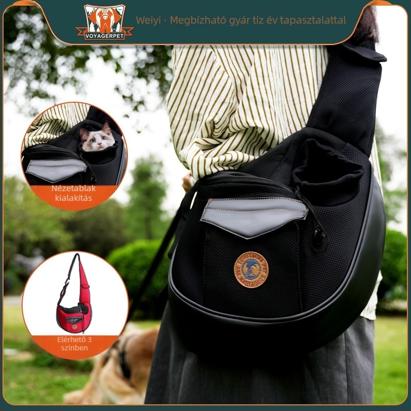 Macska- és kutyáknak való crossbody táska, vászonból, kapacitás 10 kg-ig, mintázat szendvicsrács, közepesen puha
