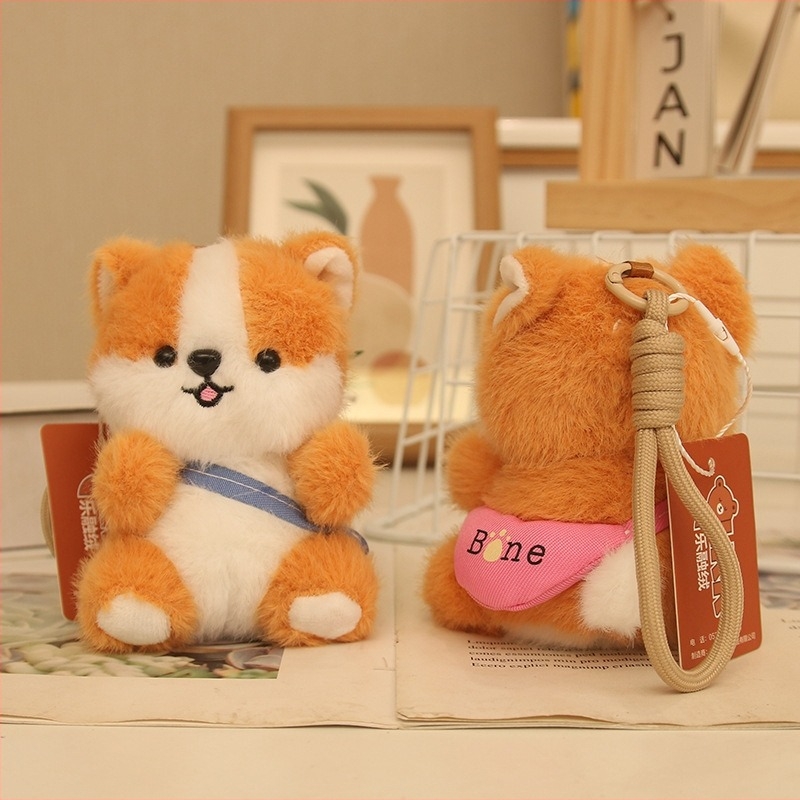 Táska plüss medál: Corgi és Shiba Inu - rövid plüss, PP gyapot töltés, hálós csomagolás, 14 év felett