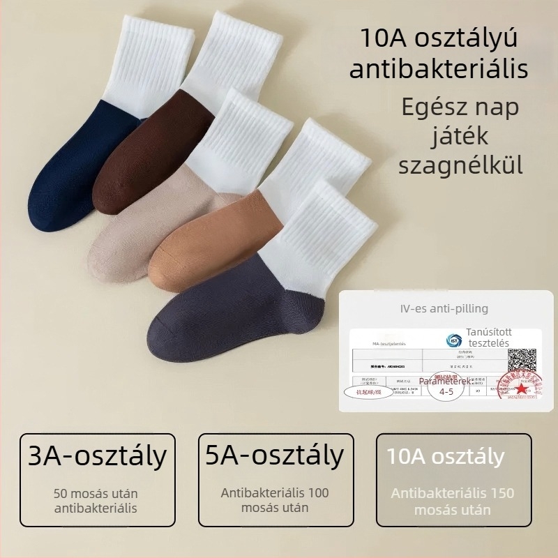 Gyerek zokni 100% pamut, középmagas hosszú, lélegző, izzadságfelszívó, antibakteriális, uniszex
