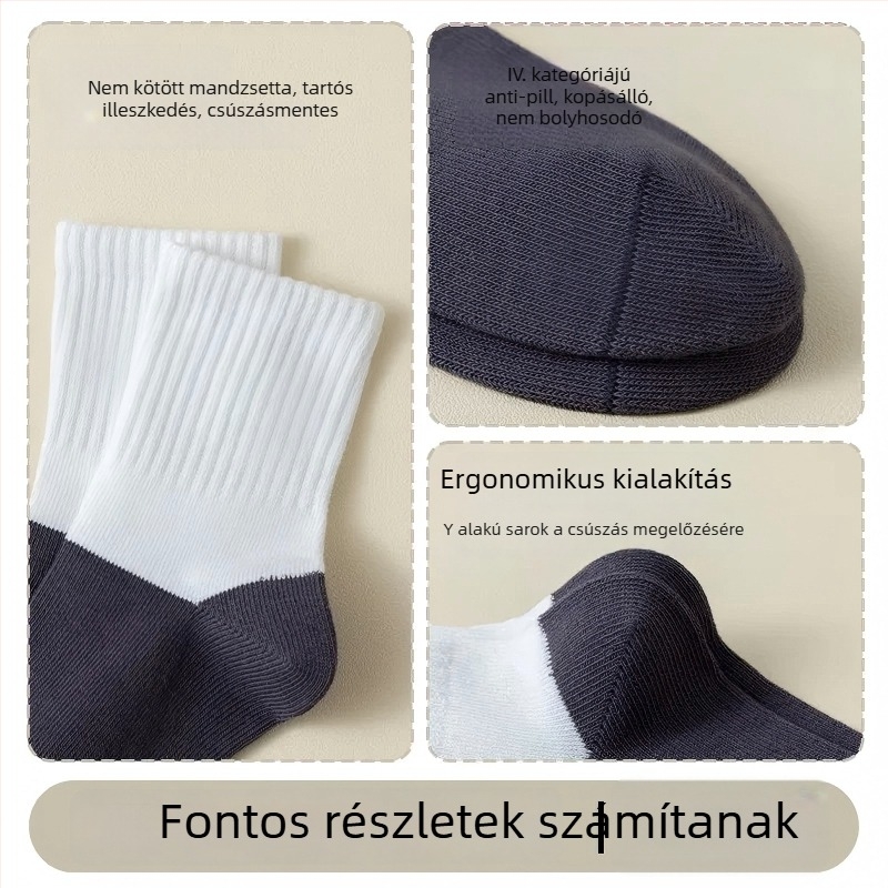 Gyerek zokni 100% pamut, középmagas hosszú, lélegző, izzadságfelszívó, antibakteriális, uniszex