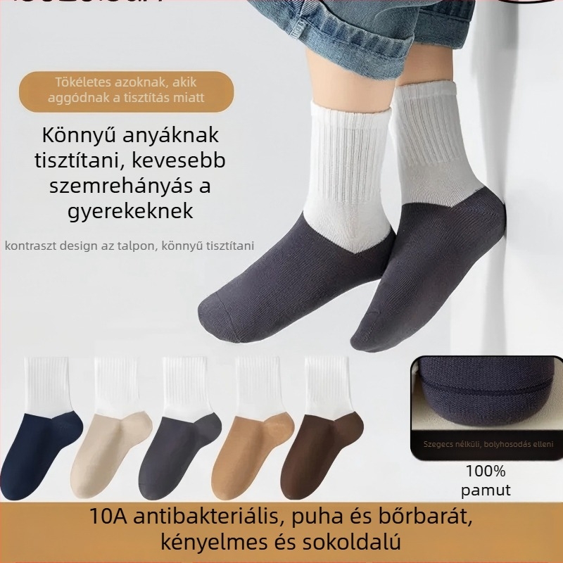 Gyerek zokni 100% pamut, középmagas hosszú, lélegző, izzadságfelszívó, antibakteriális, uniszex