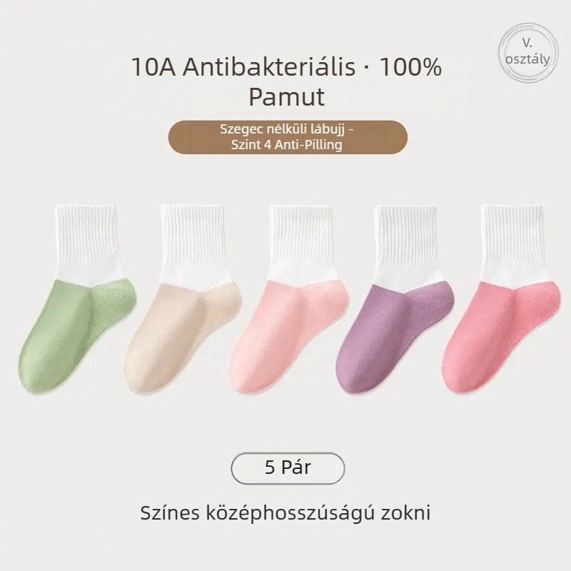 Gyerek zokni 100% pamut, középmagas hosszú, lélegző, izzadságfelszívó, antibakteriális, uniszex