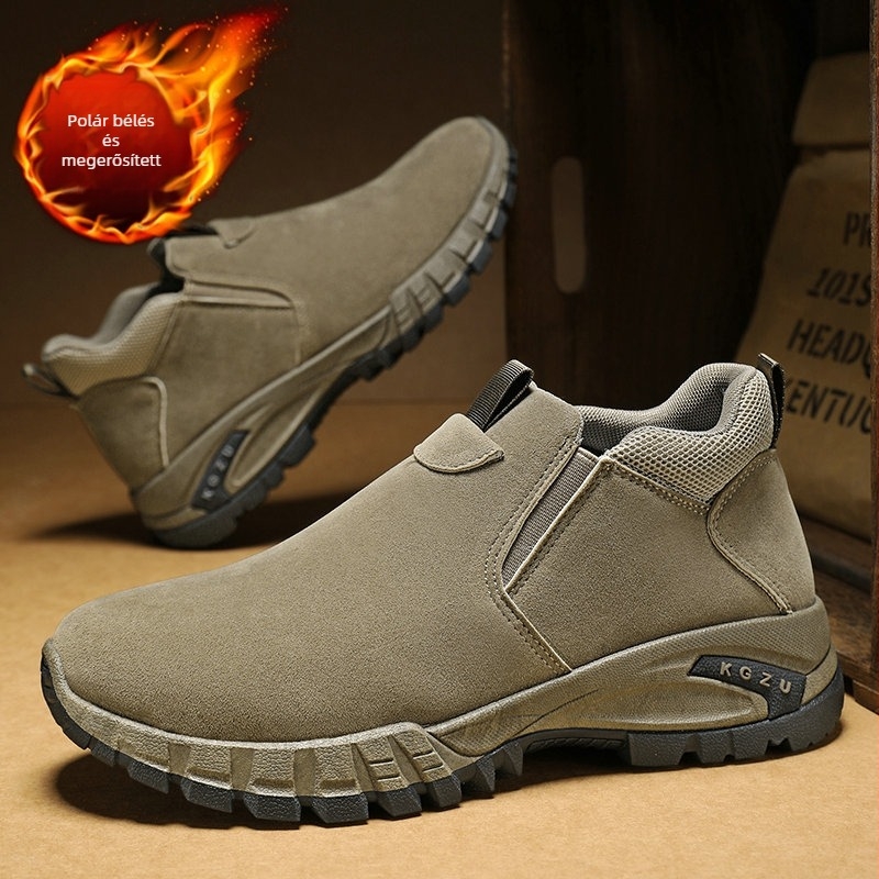 Férfi őszi-téli kültéri cipő PU felsőrész fleece bélés, légáteresztő, varrt sarok 3–5 cm
