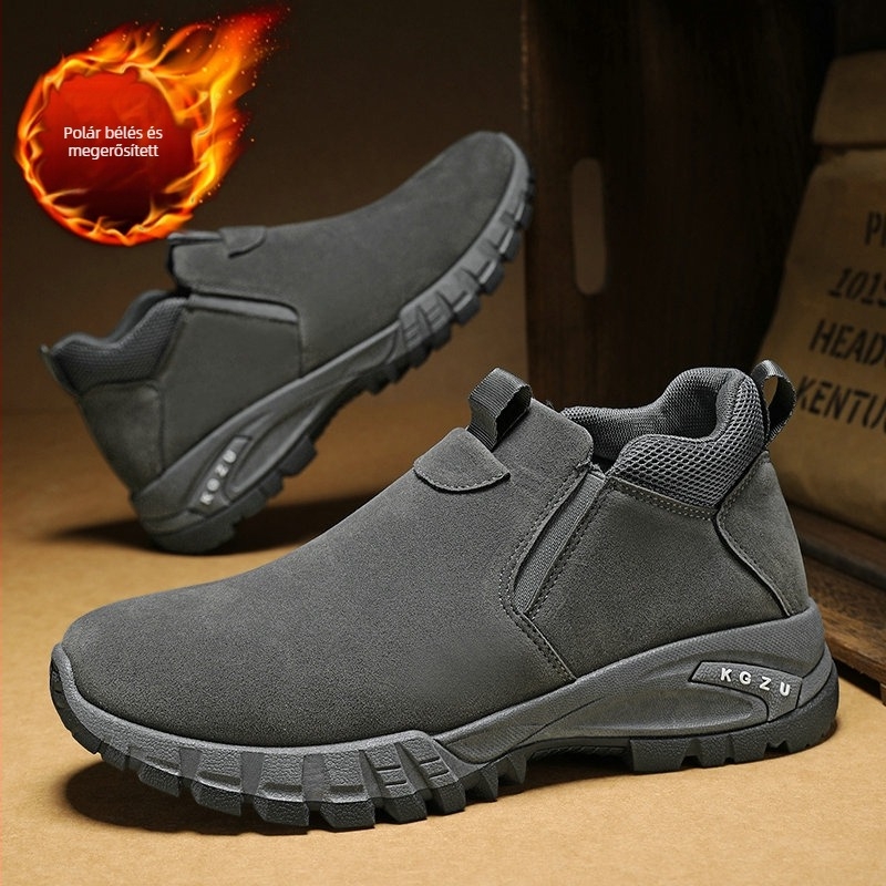 Férfi őszi-téli kültéri cipő PU felsőrész fleece bélés, légáteresztő, varrt sarok 3–5 cm