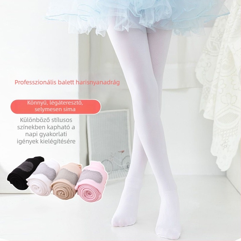 Tavasz–nyári gyerek tánc harisnyanadrág, légáteresztő nylon, jacquard mintázat, méret M (3–8 év), lányoknak