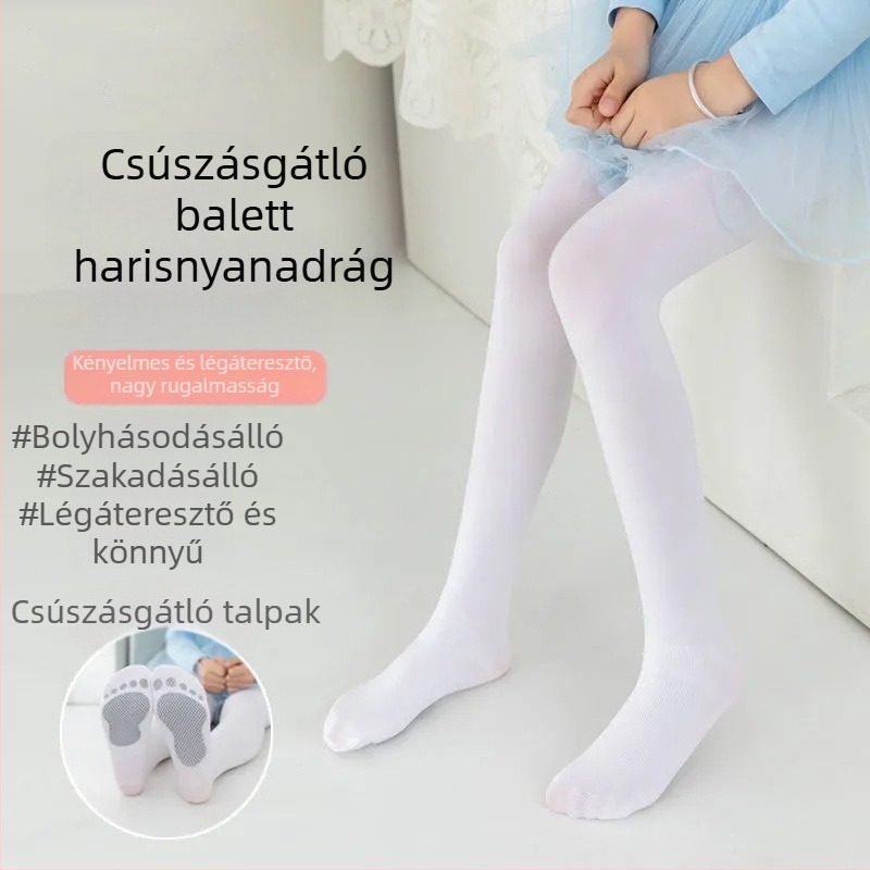 Tavasz–nyári gyerek tánc harisnyanadrág, légáteresztő nylon, jacquard mintázat, méret M (3–8 év), lányoknak