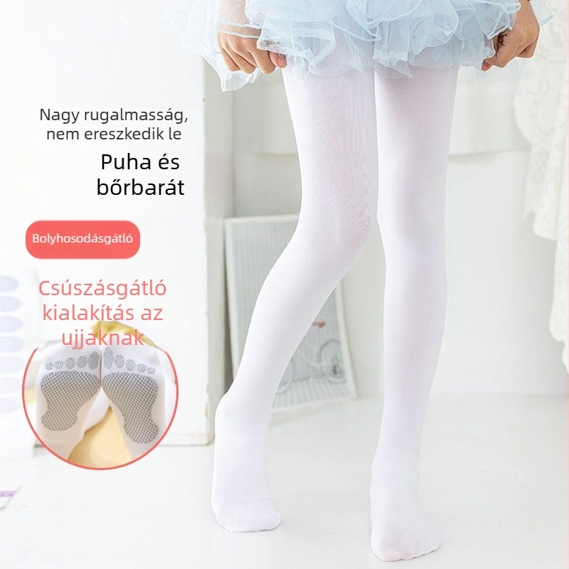 Tavasz–nyári gyerek tánc harisnyanadrág, légáteresztő nylon, jacquard mintázat, méret M (3–8 év), lányoknak
