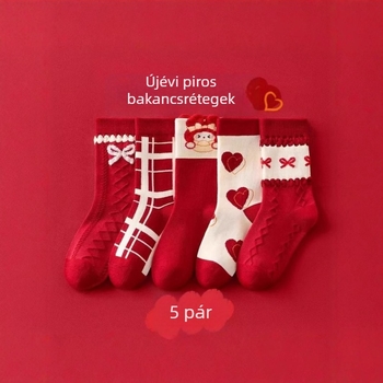 Gyerek zokni, jacquard kötés, csíkos rajzfilm mintázat, 70% poliészter, középmagas zokni, 3–8 éveseknek