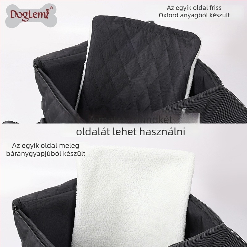 Dorami 3-in-1 multifunkciós autós állat ágy és első/ hátsó ülésvédő, nylon, egyszínű, közepesen puha