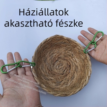 Hamster függő fészek, szőtt fűből és fémből, négy évszakos használatra
