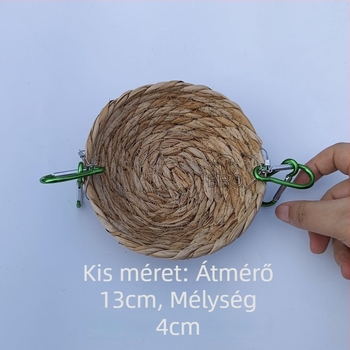 Hamster függő fészek, szőtt fűből és fémből, négy évszakos használatra