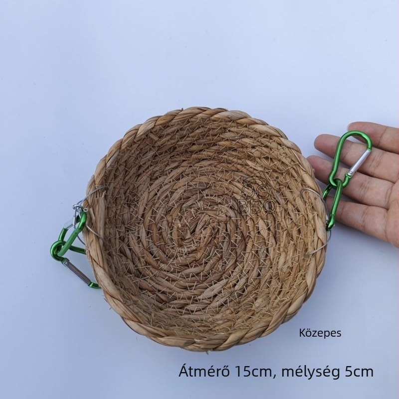 Hamster függő fészek, szőtt fűből és fémből, négy évszakos használatra