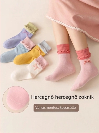 Pamutból készült lányoknak szánt zoknik jacquard mintával, középtartású szár, lélegző és nedvességfelszívó, 3–8 éveseknek