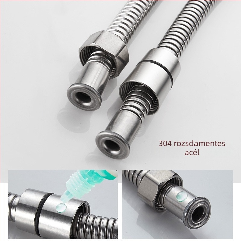 304 rozsdamentes acél zuhanycső, modell 304 zuhanycső, manuális szerelés, névleges nyomás 1.6 MPa, üzemi hőmérséklet 0–100°C