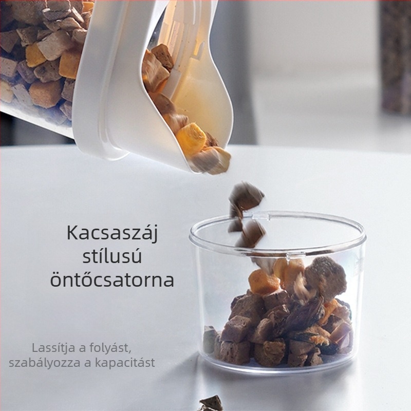 Átlátszó, dupla rétegű, zárható nedvességálló tárolóedény macskáknak és kutyáknak, műanyag, 2.5L