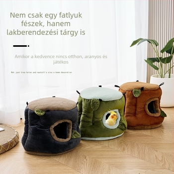 Zárt kisállatház fatörzs alakban — mosógépben mosható