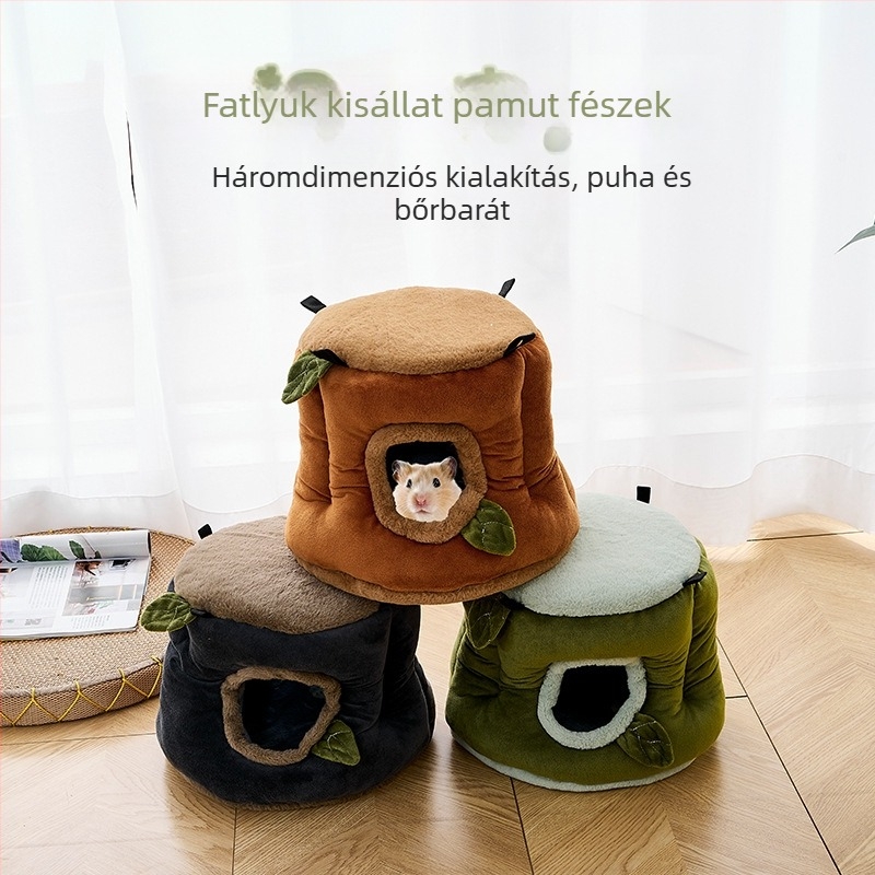 Zárt kisállatház fatörzs alakban — mosógépben mosható
