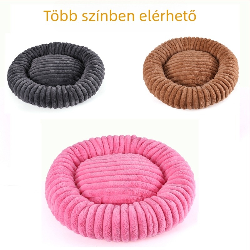 Belső használatra szánt háziállat odú, kör alakú, félig zárt meleg velúr alvóhely, mosható ősz-télre