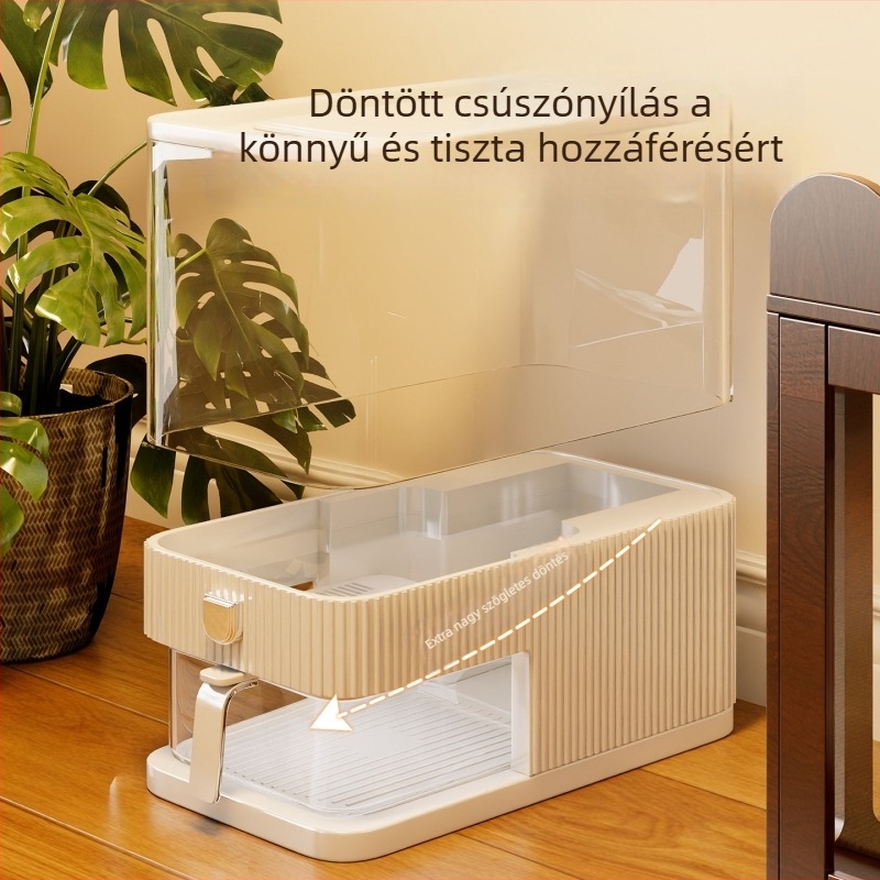 Macskaeledel tároló kanna, PP anyagból, márka MUGG/Mu Ge Ge, nagy kapacitású