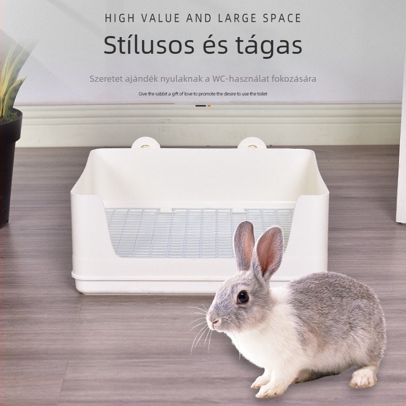 Kétszintes nyúltoalett felső–alsó elválasztással és cserélhető vizelet membránnal – anti-szórás, műanyag