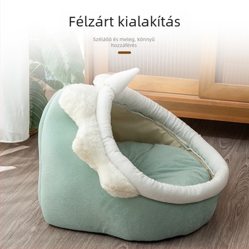 Négy évszakos macska- és kutyaház, félzárt fészek macskának és kutyának