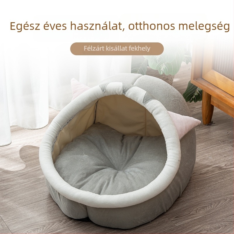 Négy évszakos macska- és kutyaház, félzárt fészek macskának és kutyának