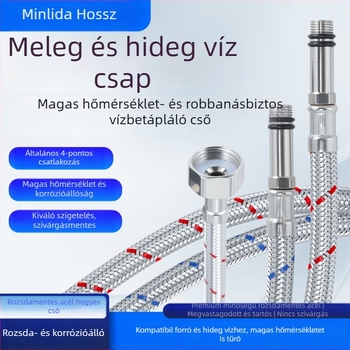 304 rozsdamentes acél meleg- és hidegvíz bevezető tömlő mosogatókhoz, HL-11, beépítés: behelyezés, 0,8 MPa, 80°C, Minlida, modern minimalista stílus