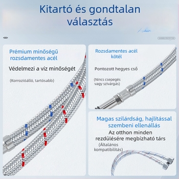 304 rozsdamentes acél meleg- és hidegvíz bevezető tömlő mosogatókhoz, HL-11, beépítés: behelyezés, 0,8 MPa, 80°C, Minlida, modern minimalista stílus